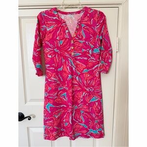 Lilly Pulitzer Knit Dress Size XS Pink Blue V-Neck